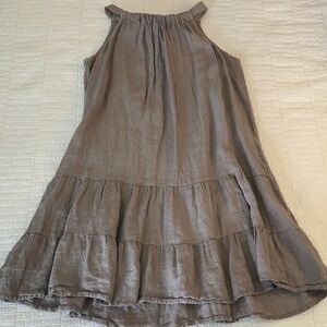 Italian Linen Swing Dress Small Bellambra stone gray EUC